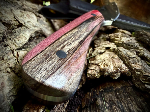 Ball-bearing Damascus with Double Dyed Spalted Maple