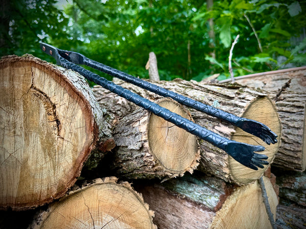 Hand Forged BBQ Tongs with Copper Rivets