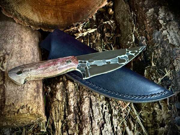 Ball-bearing Damascus with Double Dyed Birdseye Maple
