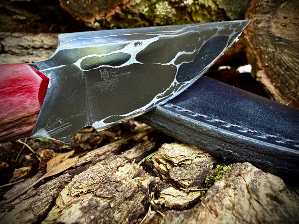 Ball-bearing Damascus with Double Dyed Spalted Maple