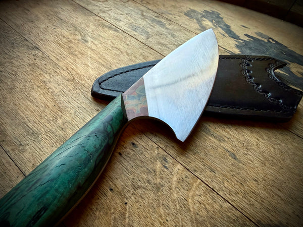 Chef Knife with Multi-Color Swirl Rough Forge