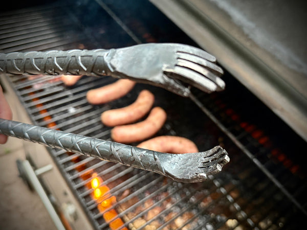 Hand Forged BBQ Tongs with Copper Rivets