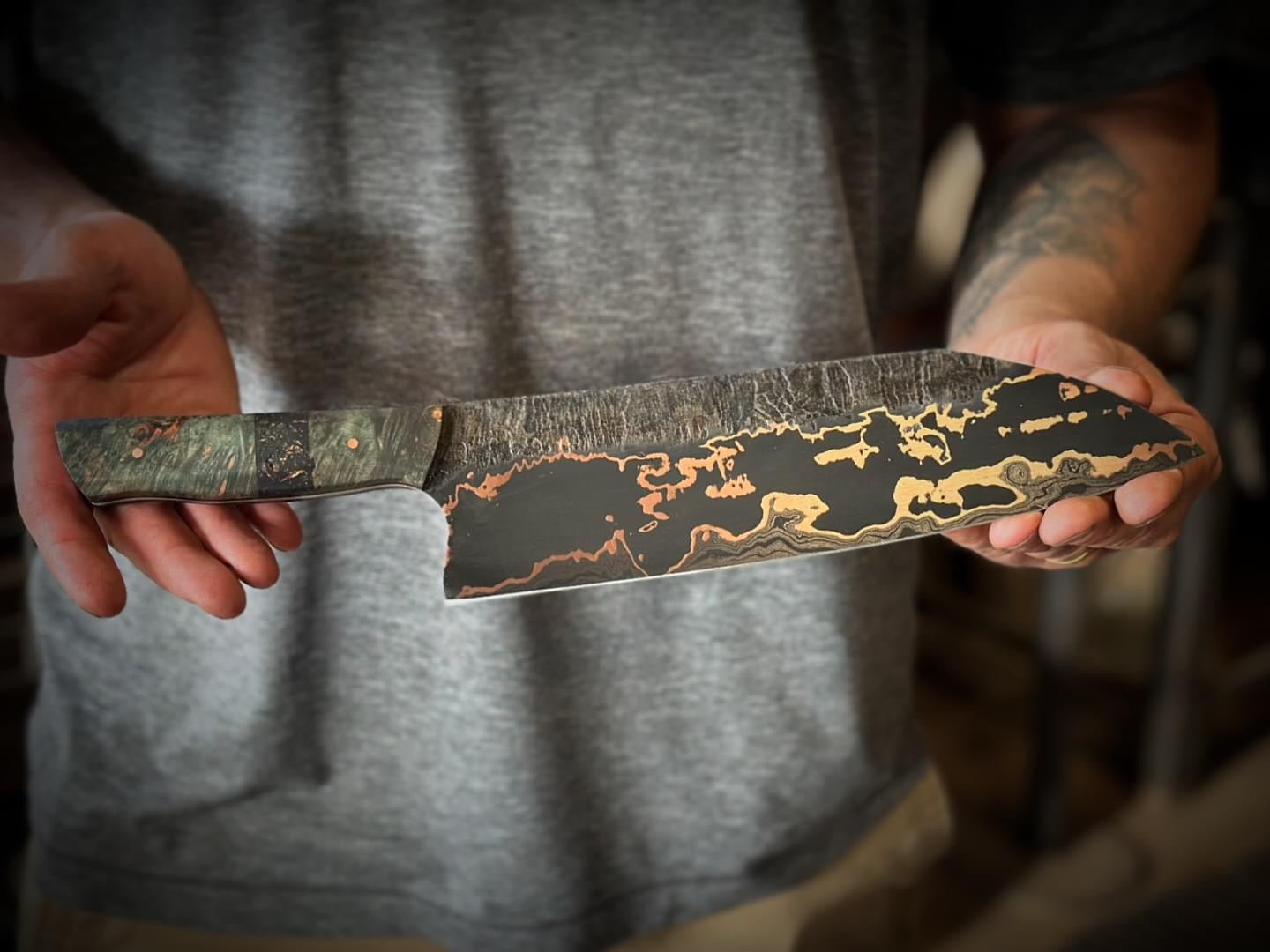 Copper Damascus Chef Knife