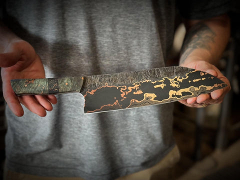 Copper Damascus Chef Knife